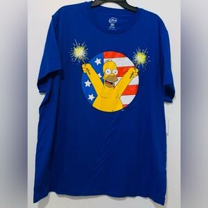 The Simpsons Homer Woohoo Men's 2 XL Graphic T-Shirt Red White Blue American